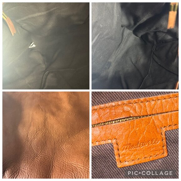 Madewell Brown Leather Top Handle Zipper Closure Satchel Shoulder Bag - Picture 12 of 14